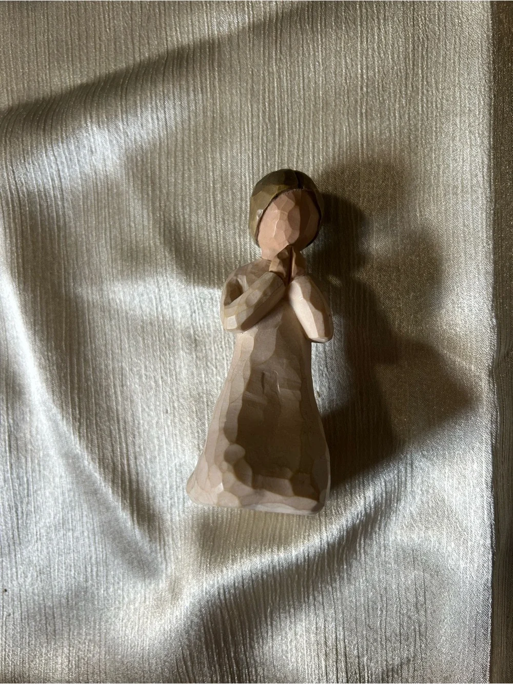 Wooden Angel Figurine Set - Natural and White